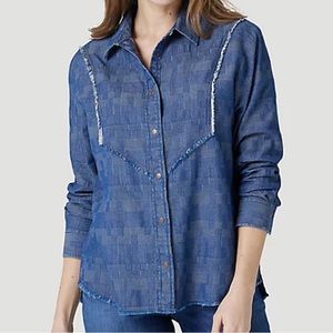 WRANGLER RETRO SUBTLE FRAY WESTERN SNAP